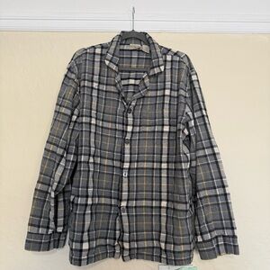 L.L. Bean Gray Plaid Button-Up Pajama Shirt